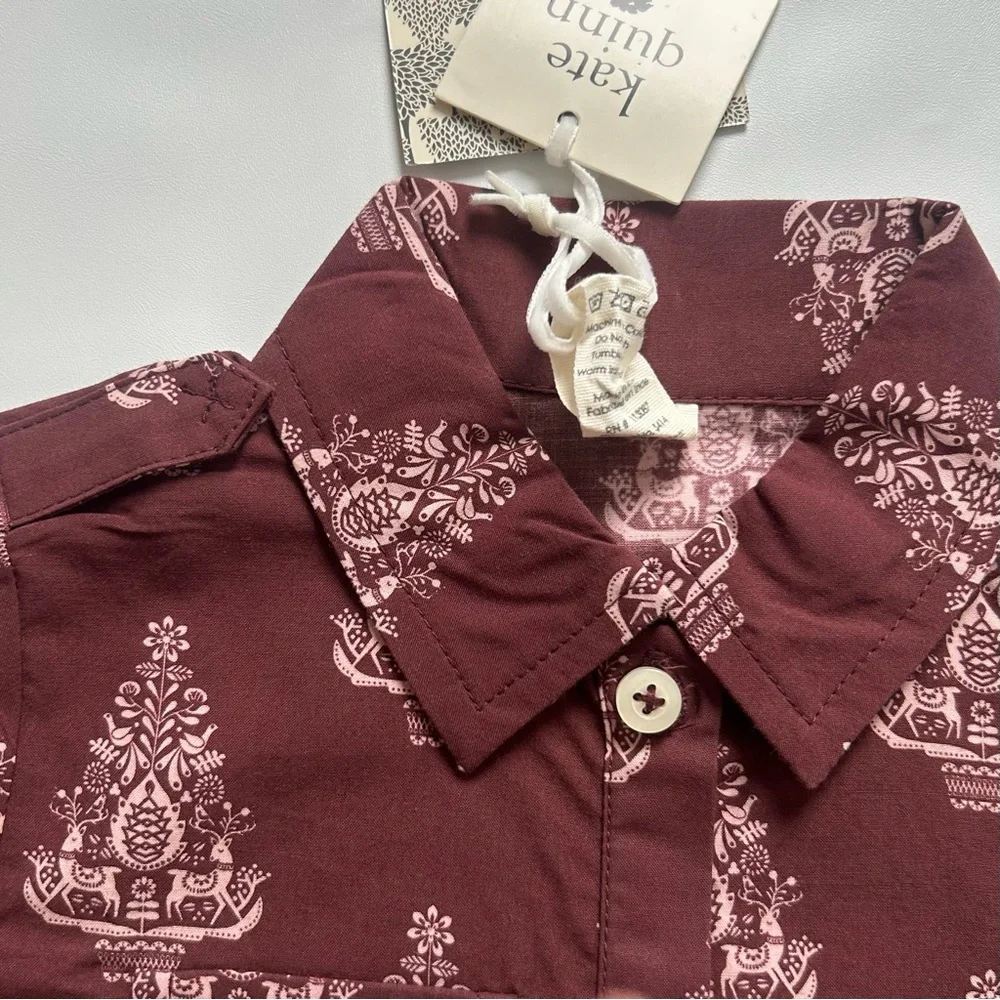 NWT Kate Quinn Nordic Tree Military Top 18–24M Organic Cotton